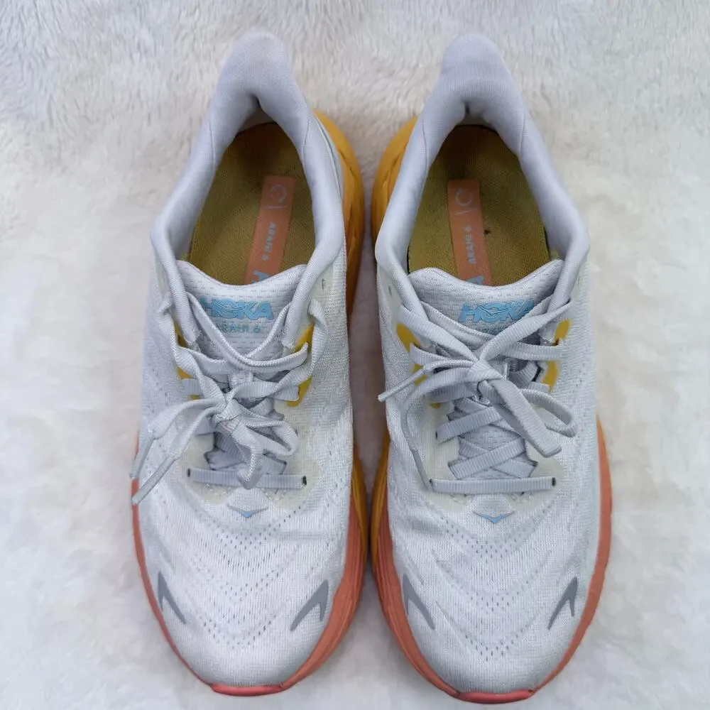 HOKA Arahi 6 Womens Running Shoes Nimbus Cloud Blanc de Blanc Size 7